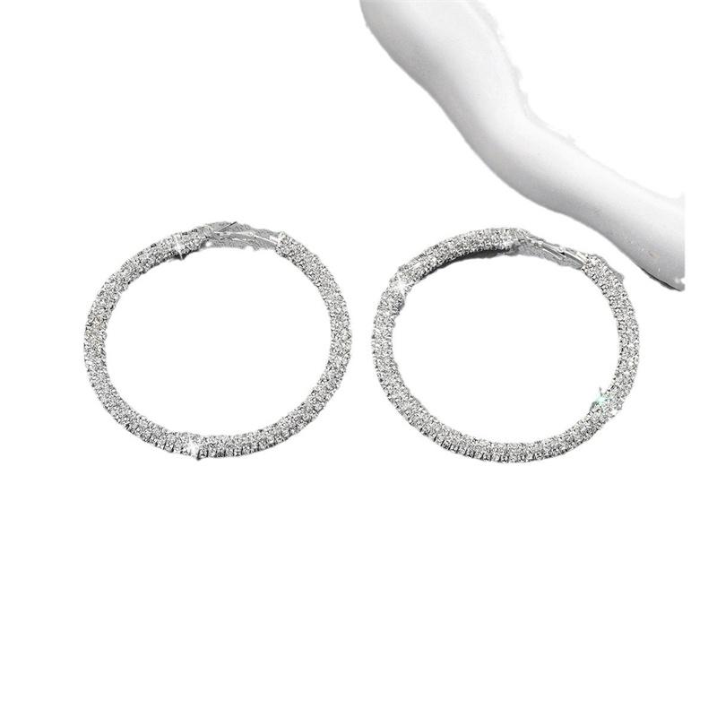 Big Full Crystal Circle Hoop Earrings For Women Party Wedding Accessories Boucle Oreille Femme
