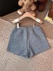2025 Herbst/Winter Koreanischer Stil Lammwolle High-Waist Schlankmachende Weitbeinige Shorts für Damen