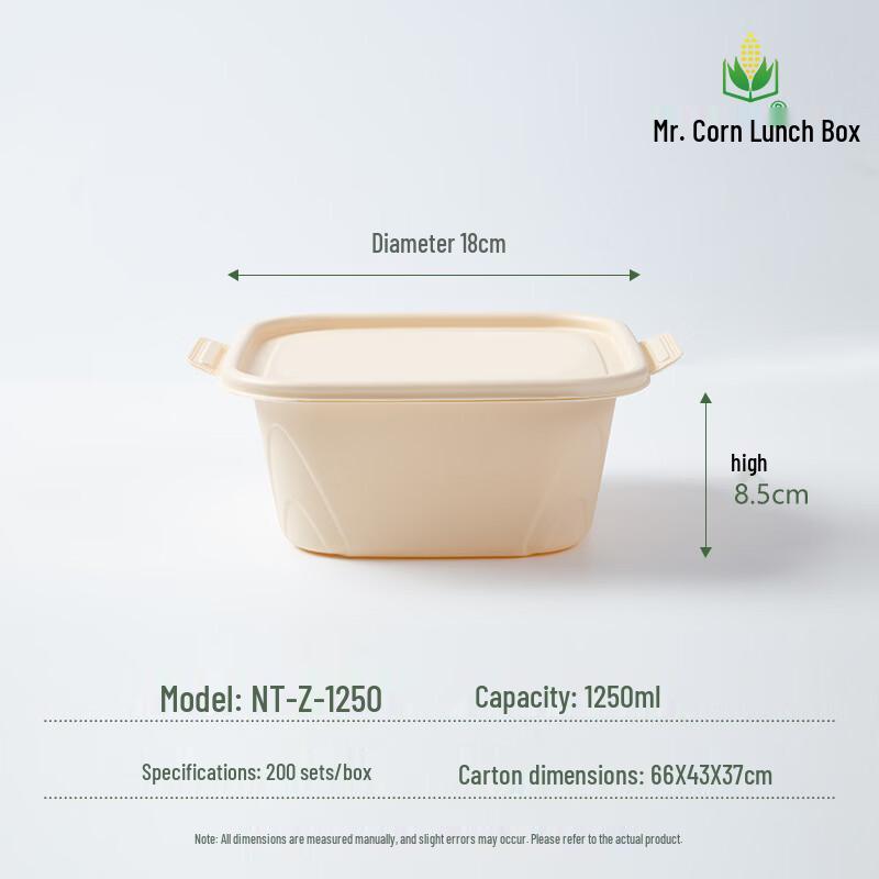 Mr. Corn 1250ml Biodegradable Round Takeaway Container