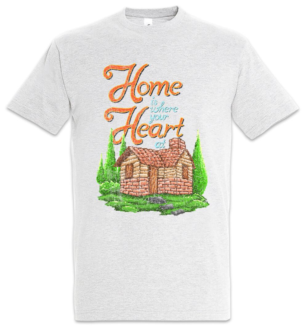 Home Is Where Your Heart At T-Shirt Pixel Retro Gamer Gaming House 8 16 Bit M
