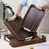 Handwoven Wicker Serving Tray Woven Handheld Plastic Rattan Storage Tray  Kitchen Storage