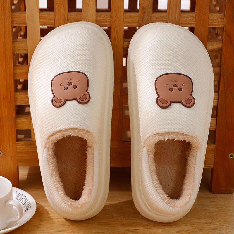 

Cotton slippers women s winter bag heel cute indoor waterproof home thick-soled warm cotton shoes men s home autumn and winter 36-37 [Suitable for 35-36 feet] білий