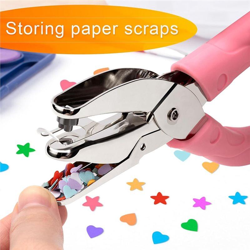 2025 Trend Handheld Hole Paper Punch Kit 4 Pcs Single Hole Punch Round Heart Star Punch Rubber Handled