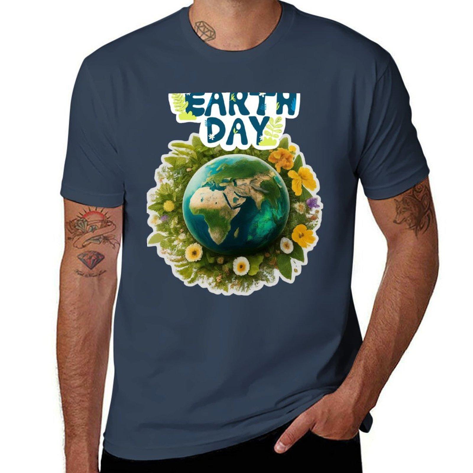 Earth Day Tshirt Vintage Print Crew Neck Tee S