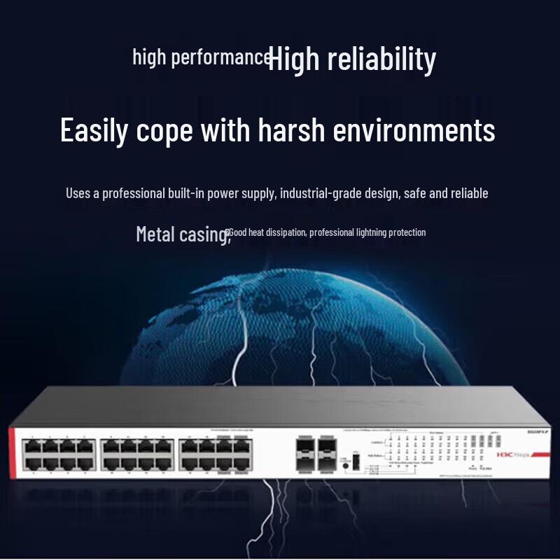 H3C BS228FX-P 24-Port Gigabit PoE+ Enterprise Network Switch with 10G Uplink