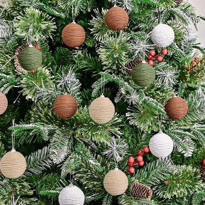 Farmhouse Christmas Ball 12 Pieces Cotton Rope Handmade Rustic Decor Christmas Tree Ornament For Bathroom Home Winter Bedside