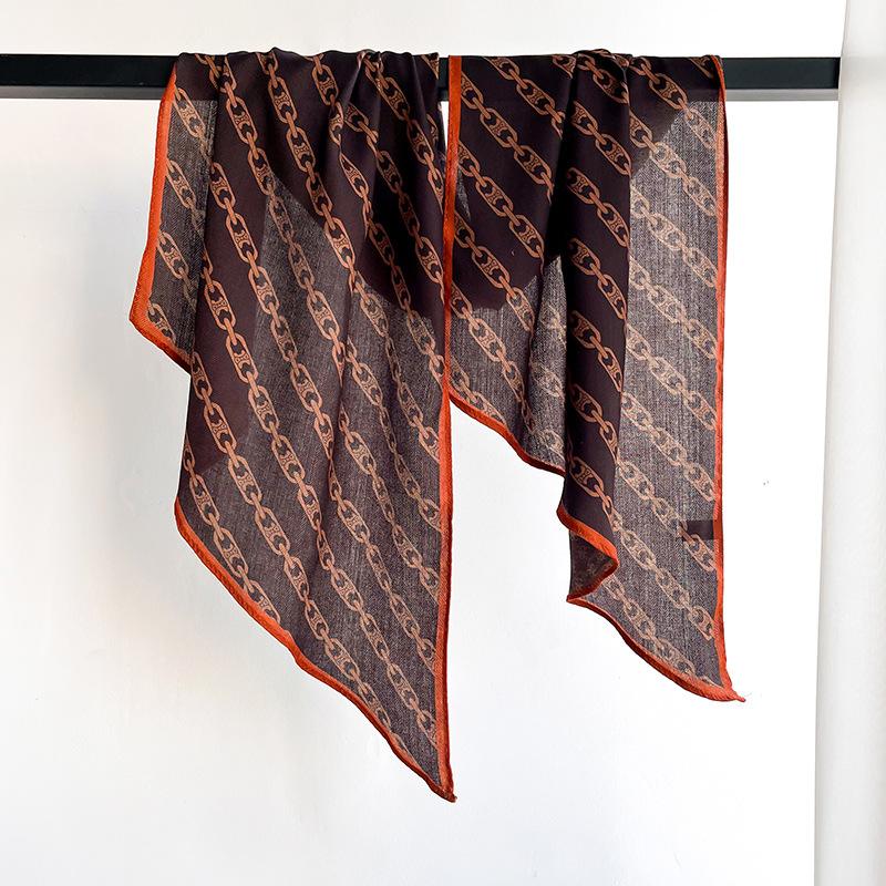 Korean Geometric Fashion Versatile Small Streamer Scarf High-end Professional Scarf Neck Protection Fashionable Versatile Warmth Thin Style