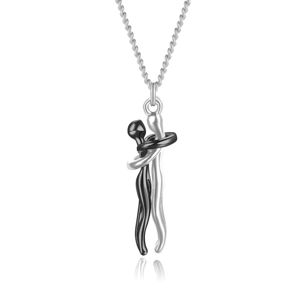 Punk Lovers Hug Necklace Hip Hop Wedding Chain Necklaces Couple Hugging Pendant Valentine's Day
