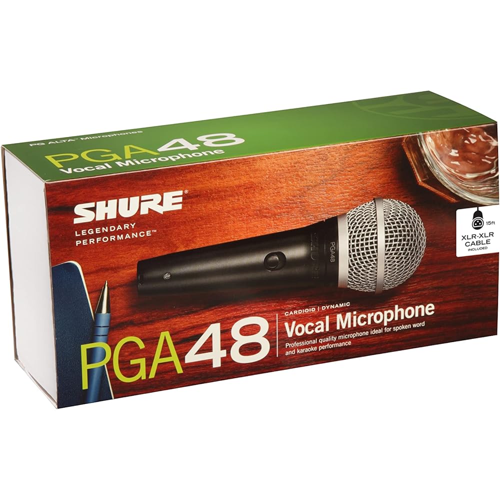 Shure Sure Dynamic Vocal Microphone: Cardioid/ Switch/ XLR-XLR Cable Included PGA48-XLR-J Black [...