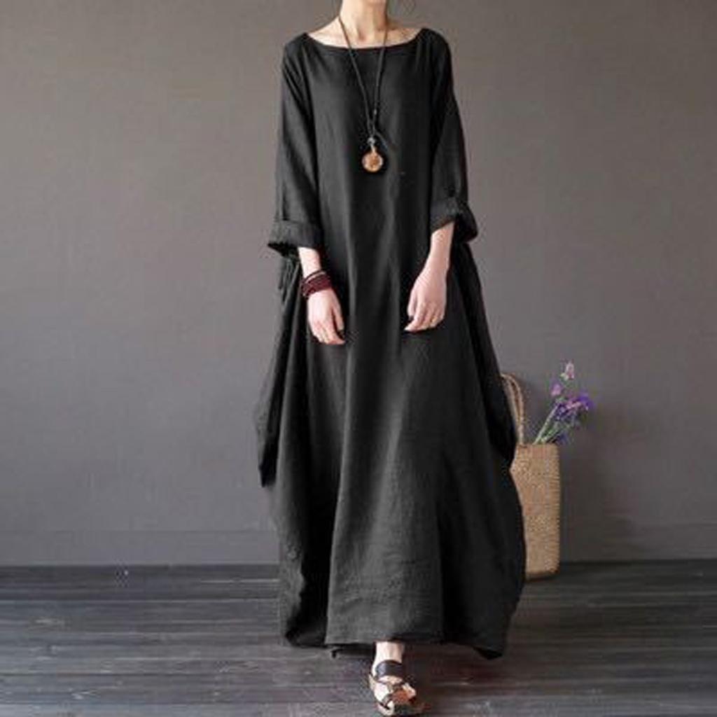 Women's Fashion Dress Spring Round Neck Long Sleeve Casual Style Women's Dress
