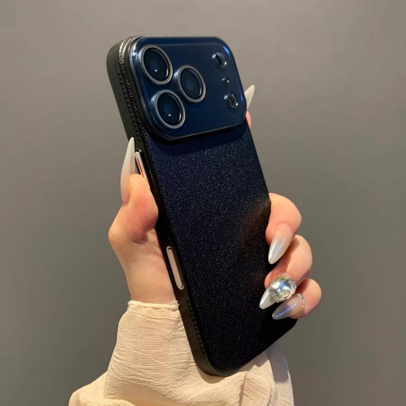 Fashion Lychee Leather Texture Silicone Case for iPhone 17 Air 16 15 14 Plus 13 12 Pro Max Glass Camera Lens Protect Matte Cover