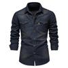 Fashion Denim Non-iron Shirt Men's Casual Solid Color Non-iron Men's Long-sleeved Shirt