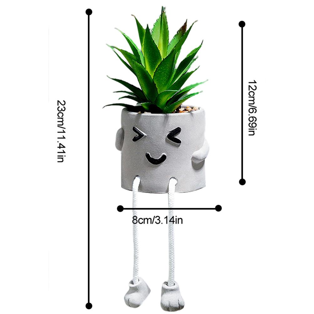 Artificial Plants Potted Decorations Long Legs Doll Succulent Plants Flowerpot Cute Expression Potted Ornaments for