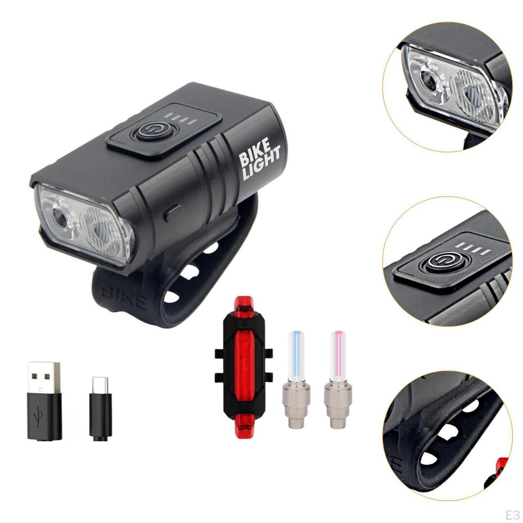 Bicycle Front and Back Rear Light 2 LED Bike Headlight Taillight Set Lights for Cycling