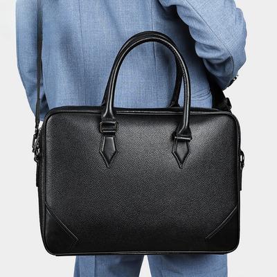 Pasta de Couro de Vaca de Primeira Camada Masculina Senso Superior Simples Lazer Bolsa de Negócios Bolsa de Mão Bolsa de Advogado Bolsa de Negócios