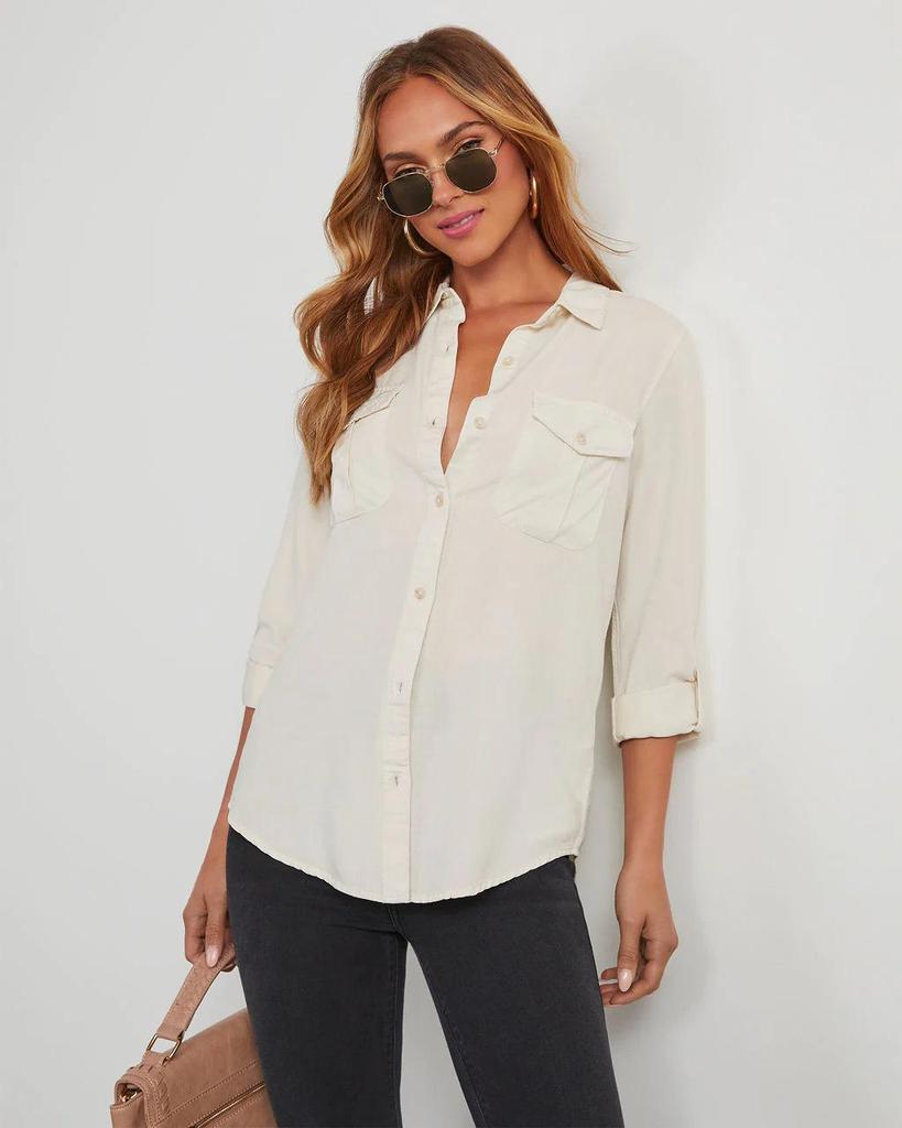Women's Long-Sleeve Denim Shirt with Turn-Down Collar - Casual, European and American Style (Style 16810)