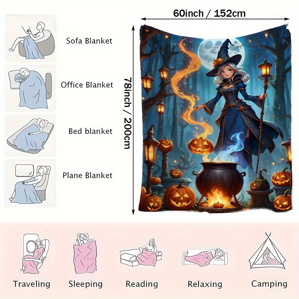 Magical Halloween Witch Blanket: Embrace The Enchanting Design, Ultra-Soft Fabric, And Cozy Vibes For Your Festive Home Decor