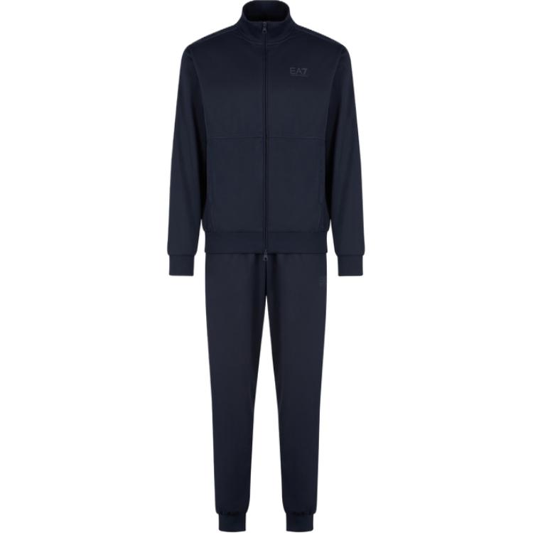 Emporio Armani EA7 Solid Color Zip Collar Long Sleeve Elastic Cuff Pants Casual Sports Suit Men suit Dark-Blue 7M000237-AF12449-UB102