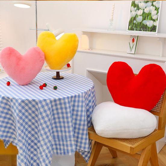 Heart Pillow Thick Elastic Cozy Fully Stuffed Room Decor Pillow Solid Color Colorfast Plush Sofa Living Room Bedside Bed Cushion Toy Photo Prop