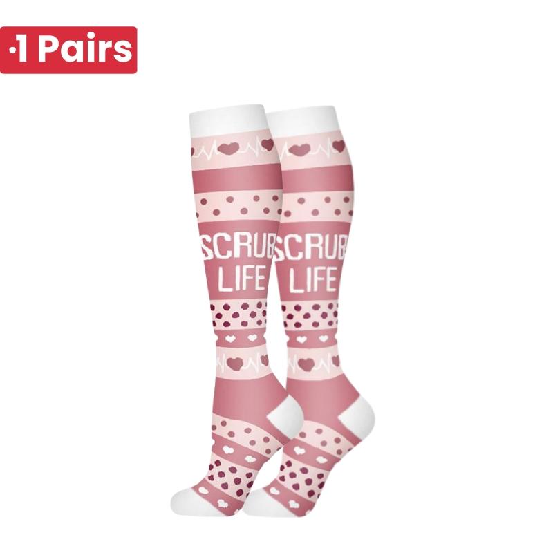 1Pairs 58 StylesNew Flower Animals Compression Socks for Leggings Breathable Running Pressure Soccer Adult Socks Pressure Socks
