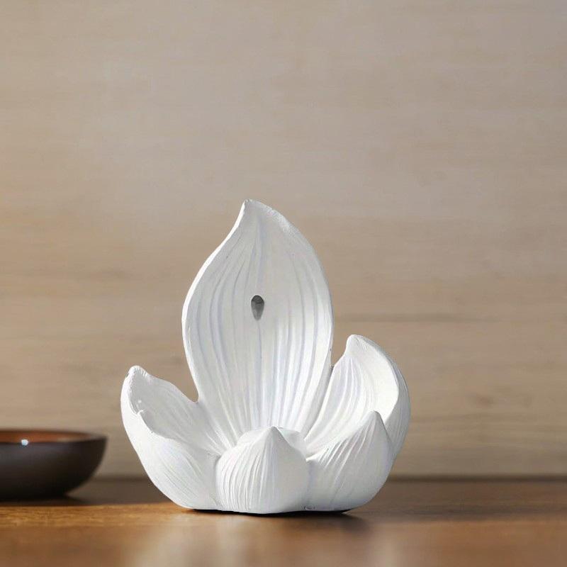 

Resin Incense Burner Stick Holder Buddhism Lotus Line Incense Plate Sandalwood Coil Base Temples Yoga Studios Home Decoration білий
