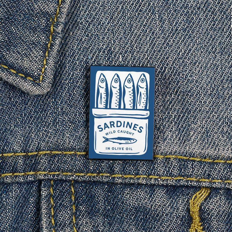 Sardine Can Art Enamel Pin Creative Cartoon Fish Brooch Cute Lapel Badge for Backpack Jacket Hat DIY Accessory