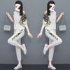 Women's Summer Korean Style Splicing Sportswear Two-piece Casual Fashion Suit for Women Twisted Silk Cotton and Linen