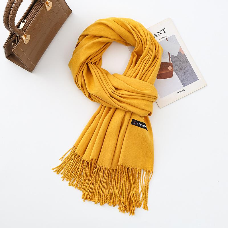 Cotton Solid Color Scarf for Women Winter Warm Wool Cashmere Scarf Autumn and Winter Women's Shawl Scarf Korean Style Atmosphere