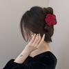 Red Rose, Gold Label Velvet Hair Band, Elegant Wool, Flower, Leather Band, Hair Tie, Hair Accessory and Headwear