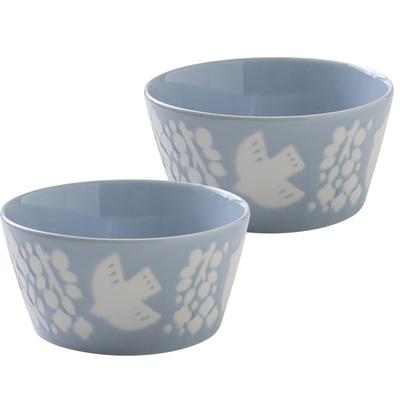 Minoru Pottery Mino Ware PLANTAREE-LINTU- 105 Pack Bowl, Aqua, Set of 2