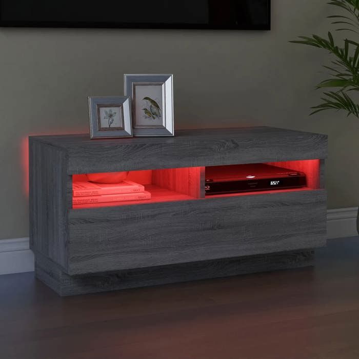 VidaXL Meuble TV avec lumières LED sonoma gris 80x35x40 cm 815724