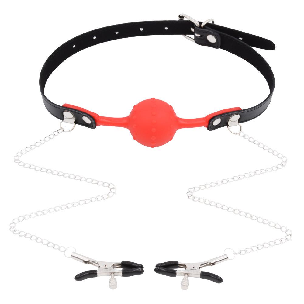 SM Training Props Silicone Mouth Ball Ball Gag Sexy Nipple Clamp Men and Women Bondage and Discipline Adult Sex Product