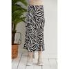 Leopard Pattern Satin Midi Length Brown Skirt