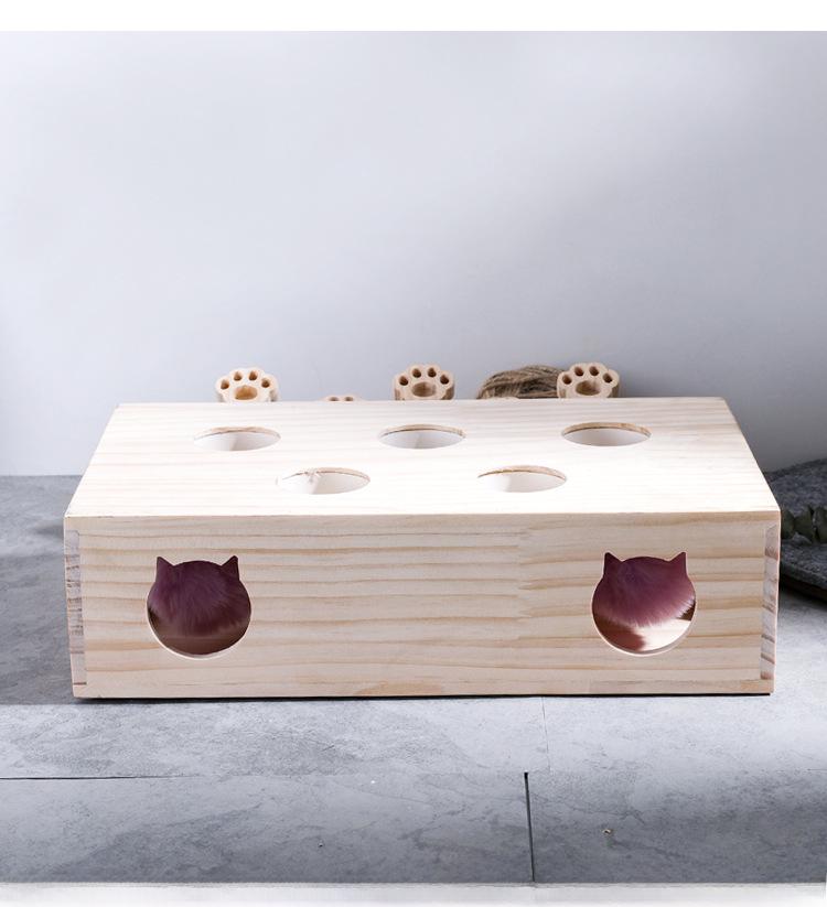 Solid Wood Whack-a-Mole Educational Cat Toy - Internet Sensation!