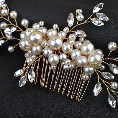 Bridal Wedding Hair Accessories Handmade Pearl Flower Comb Wedding Styling Headdress