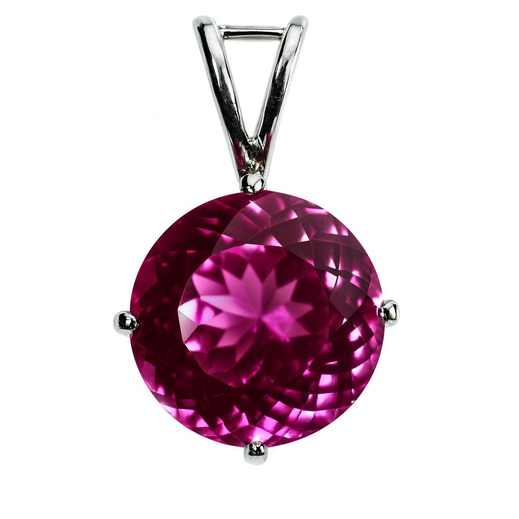17 CT Natural Pink Ruby Round Cut Gemstone 925 Silver Pendant