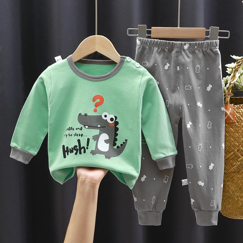Tegneserie Barn 100% Bomull Undertøyssett Gutter & Jenter Termisk Pyjamas Myk Langermet Topp & Bukser Koselig Hjemmeklær & Nattøy