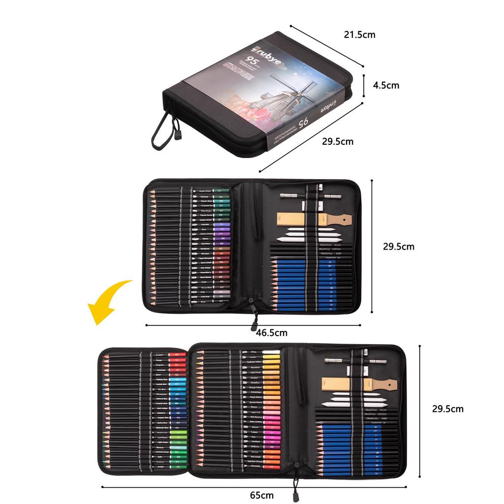 95dílná sada olejových barevných tužek pro skicování a kreslení