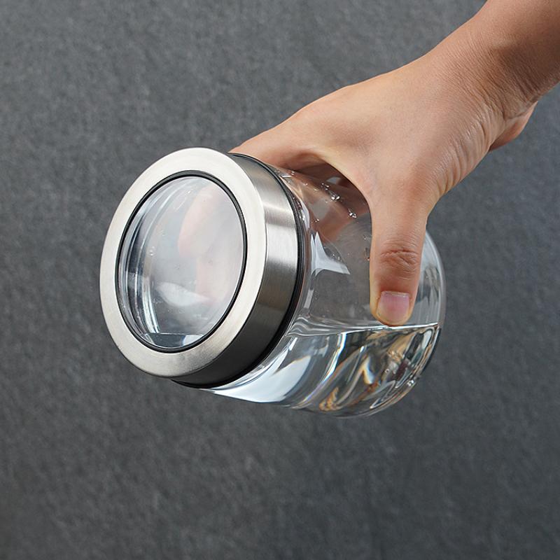 European Transparent Glass Storage Jar Kitchen Tea Coffee Bean Storage Bottle Moistureproof Sealed Jar Metal Lid Home Decoration