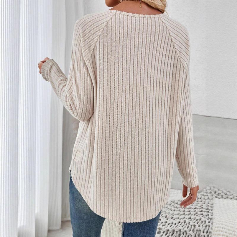 Frühling Neues Damen Locker Langärmlig Lässig Damen Einfarbig Fleece Ärmel T-Shirt Lässiges Vielseitiges Oberteil