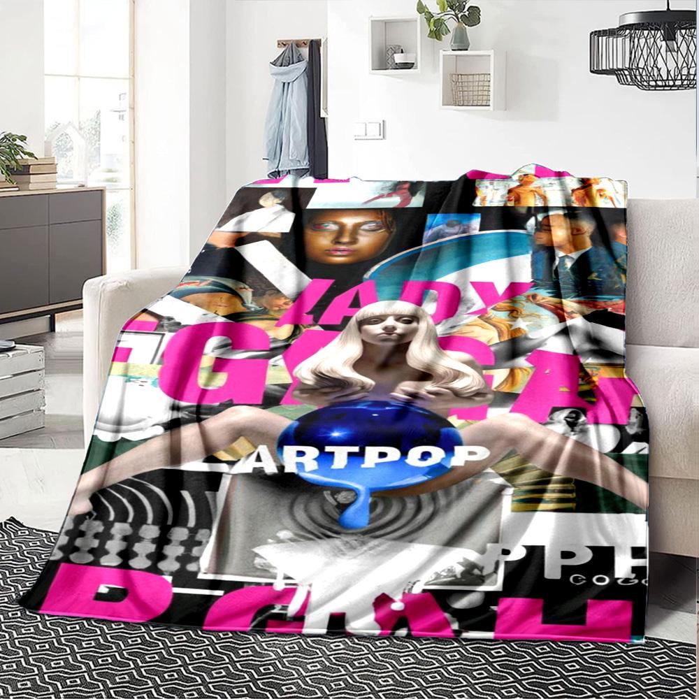 Gaga Poster Print Flannel Blanket High Quality Warm Comfortable Cover for All Seasons Perfect for Gifts Home Decor