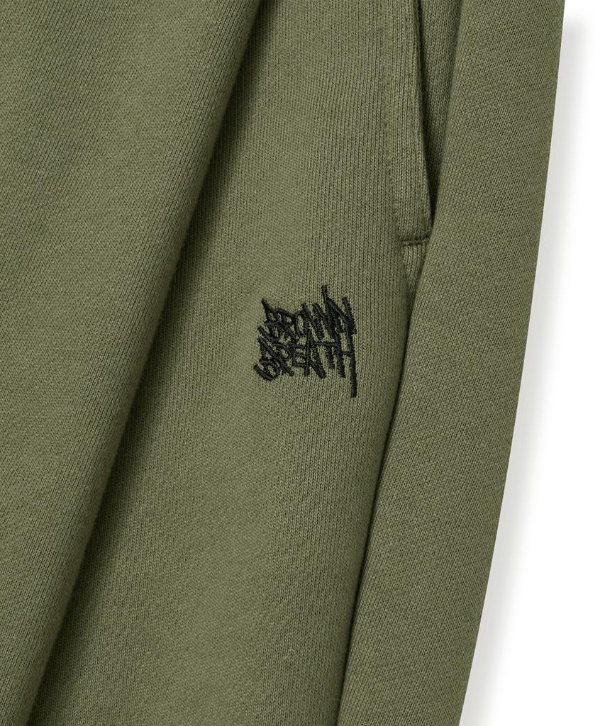 BROWNBREATH Tag Two Tuck Wide Sweat Pants - Khaki