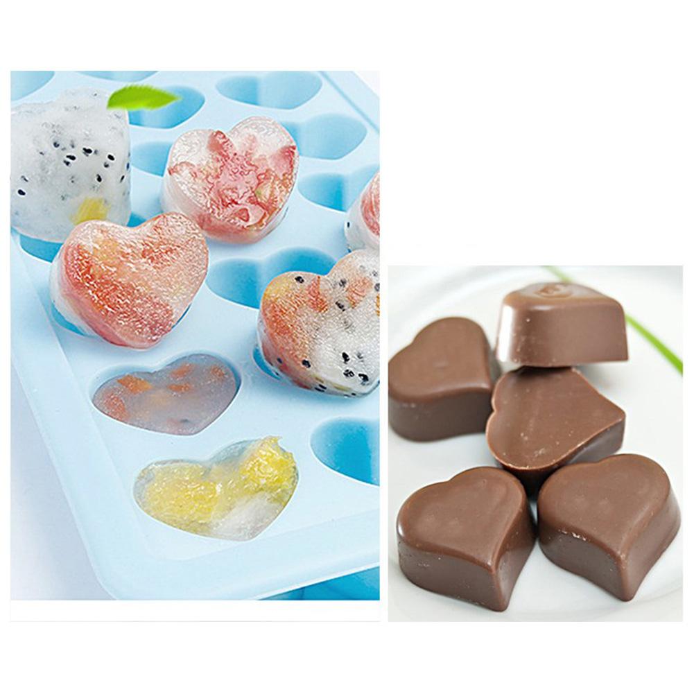 21 Grids Ice Block Mold Heart Shape Ice Tray Silicone DIY Handmade Ice Cream Chocolate Making Mould with Lid