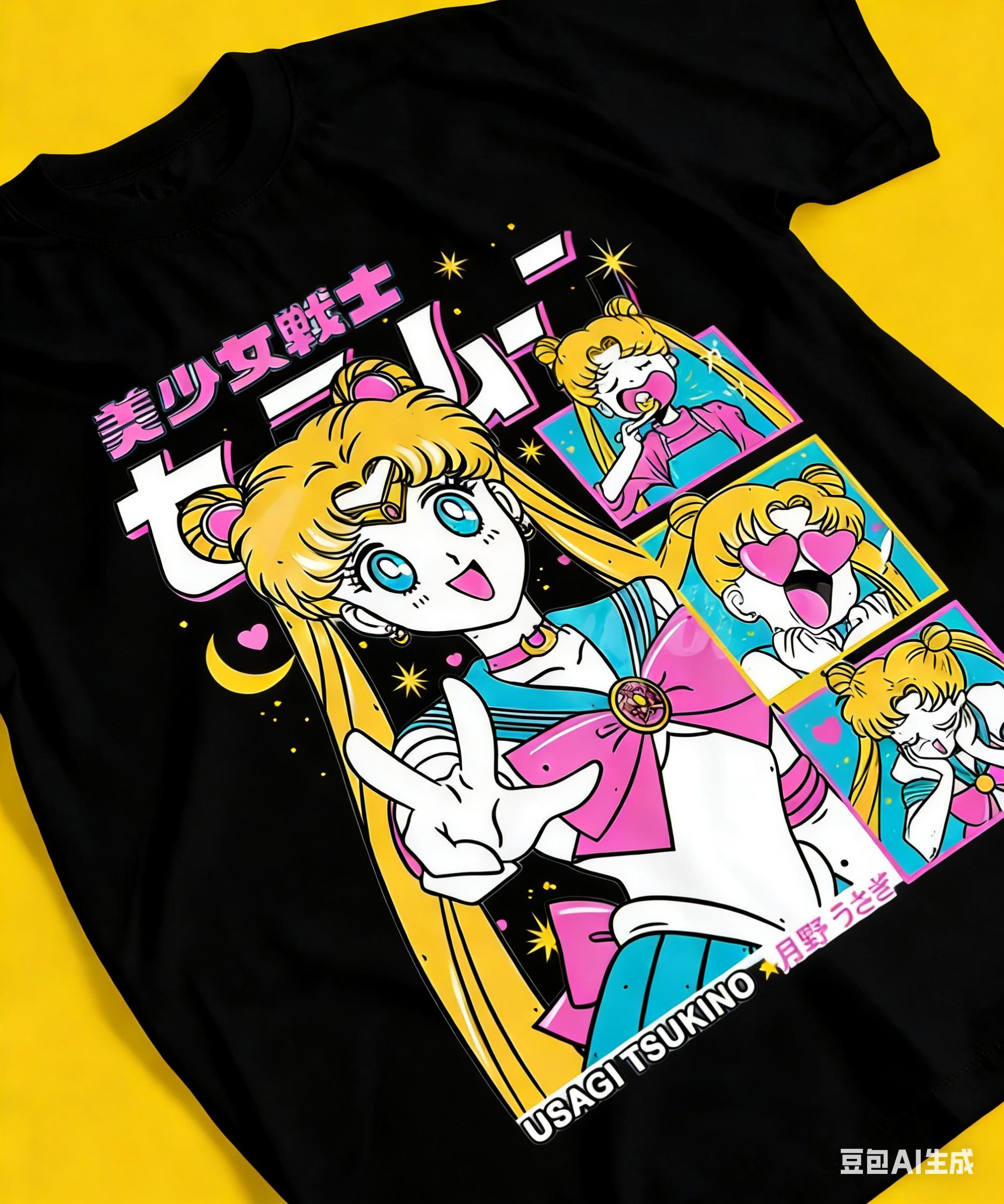 

Adult and Childrens Sailor Moon Character Pure Cotton Short Sleeves Couple and Best Friend Personalized Outfits S