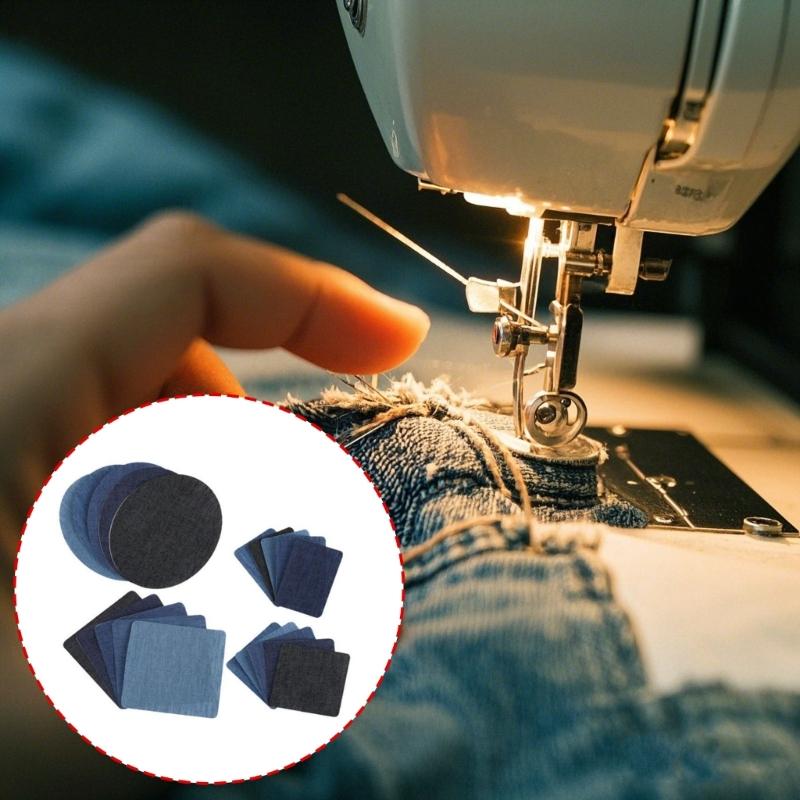 20Pcs Iron-on Jeans Patches with Sewing Repair Set Inside & Outside Strongest Adhesive Clothes Patches for Clothing