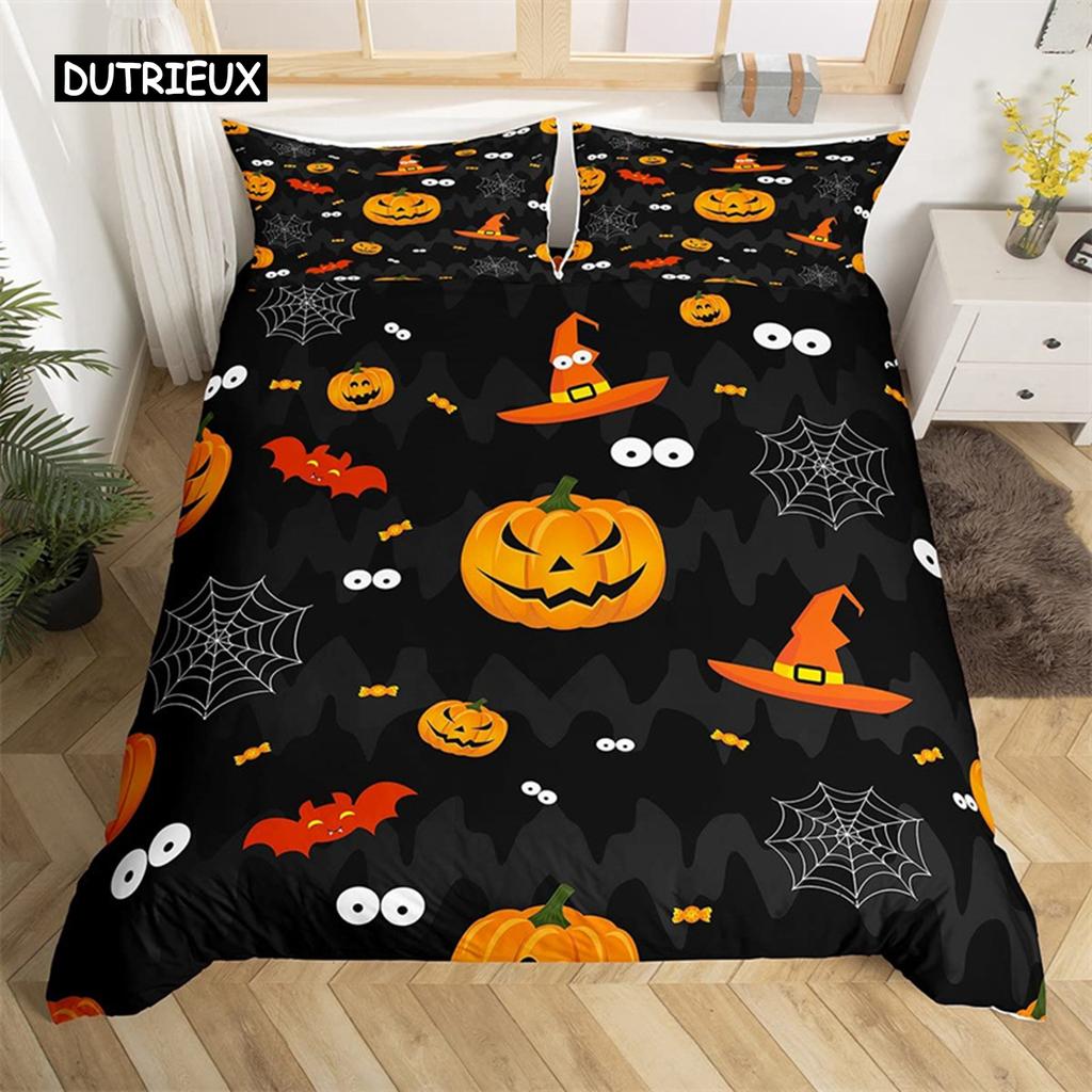 Happy Halloween Duvet Cover King Pumpkin Lantern Camping Car Bedding Set For Kids Boys Girl Bedroom Cartoon Festival Quilt Cover