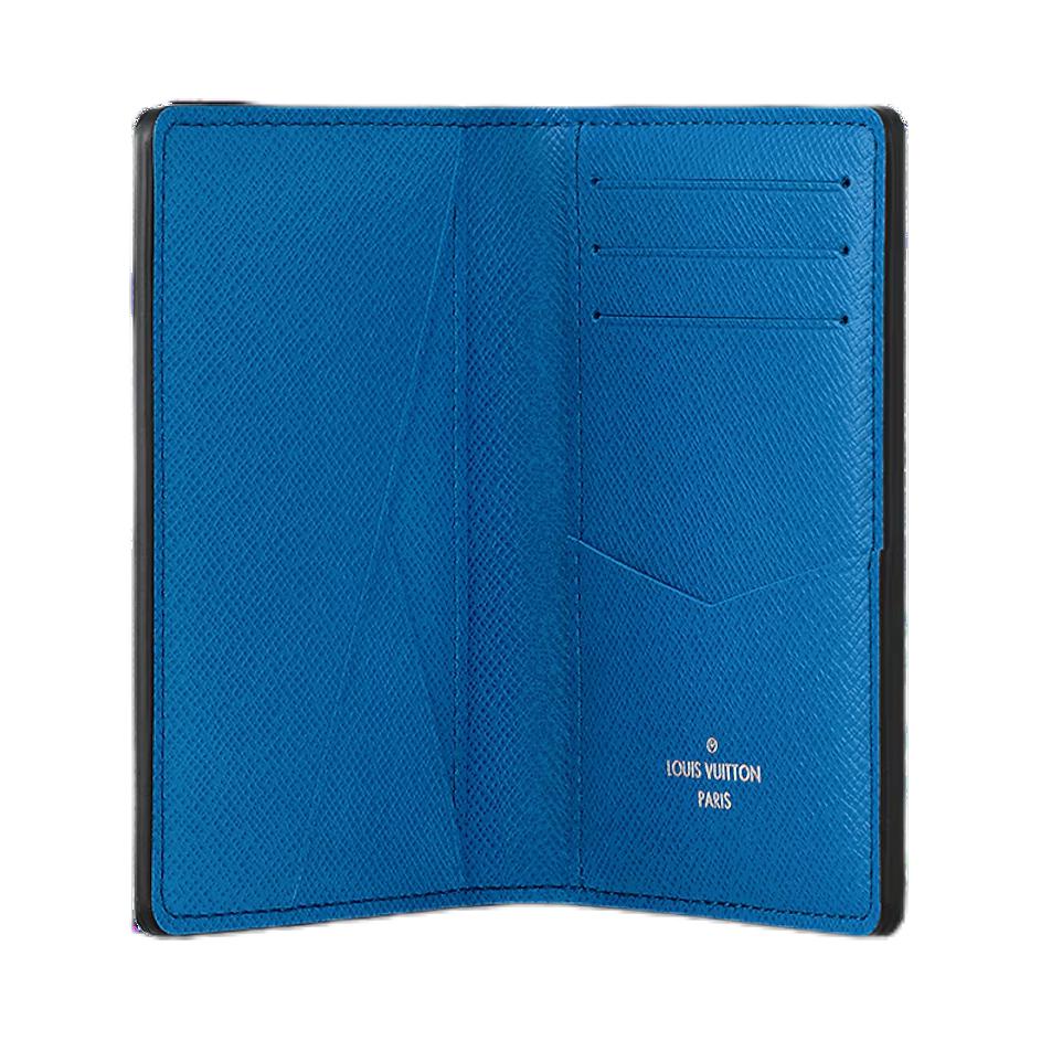 Louis Vuitton Pocket Organizer Monogram Flap Closure Leather Wallet Men Wallet Blue M83095