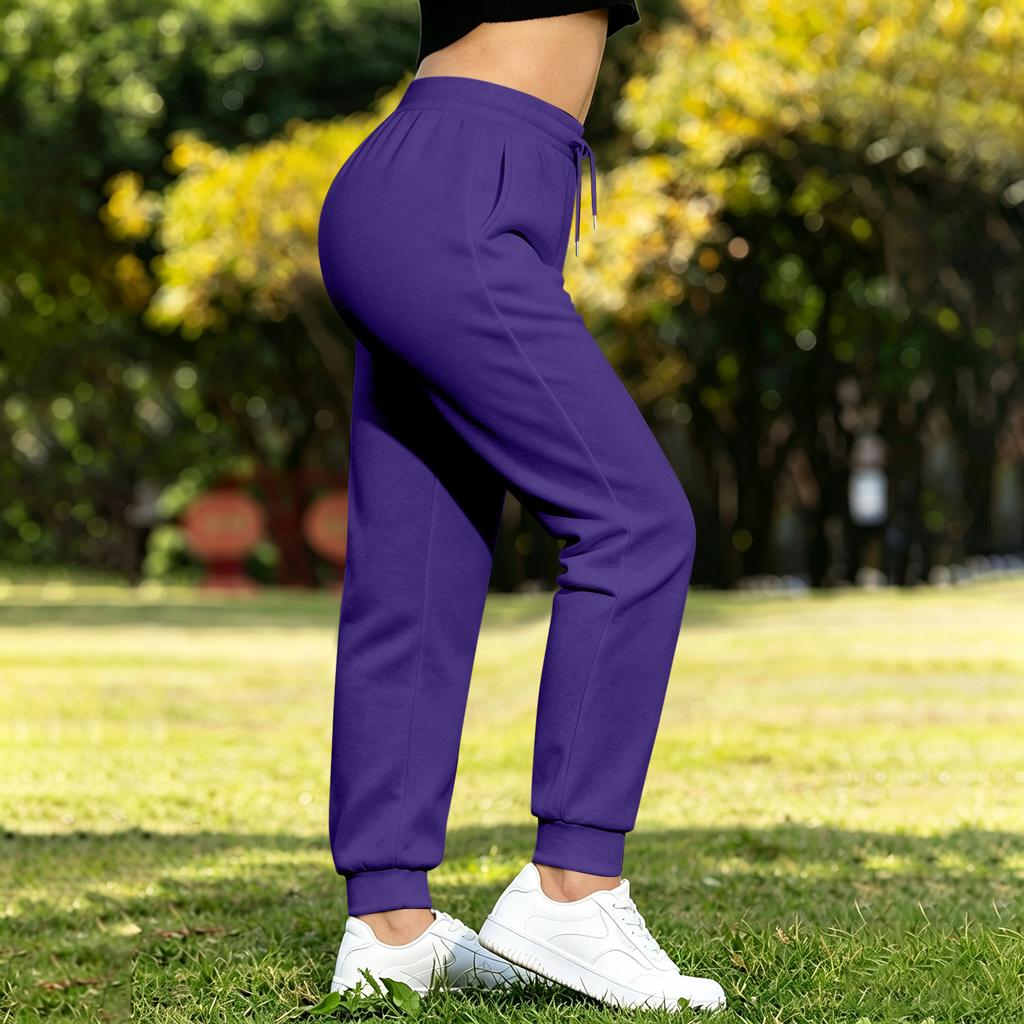 Women's Lined Wide Leg Joggers with Pockets - Loose Fit Straight Leg Sweatpants for Casual Wear