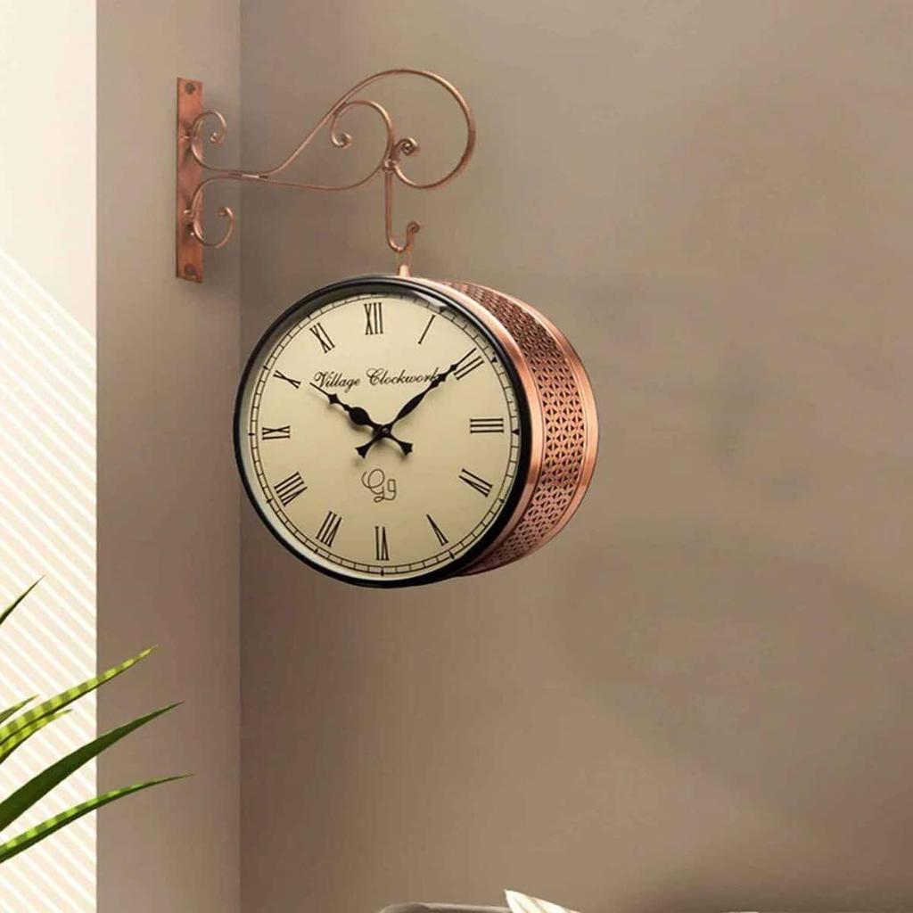 Dabble Side Railway Clock Station Clock Vintage Double Sided Clock (8 Cf) - Analog, Metal, 30 Cm, Multicolor