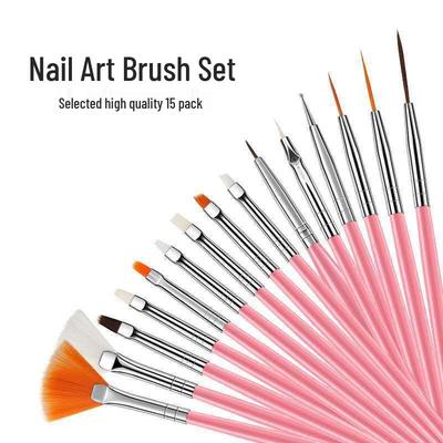 Conjunto de Pincéis para Nail Art de 15 Peças: Pintura, Fototerapia e Canetas para Esculpir para Uso Doméstico